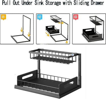 Unter Waschbecken Küchen Organizer , 2-tier Gleitschubladen Organizer mit L-förmiges Design